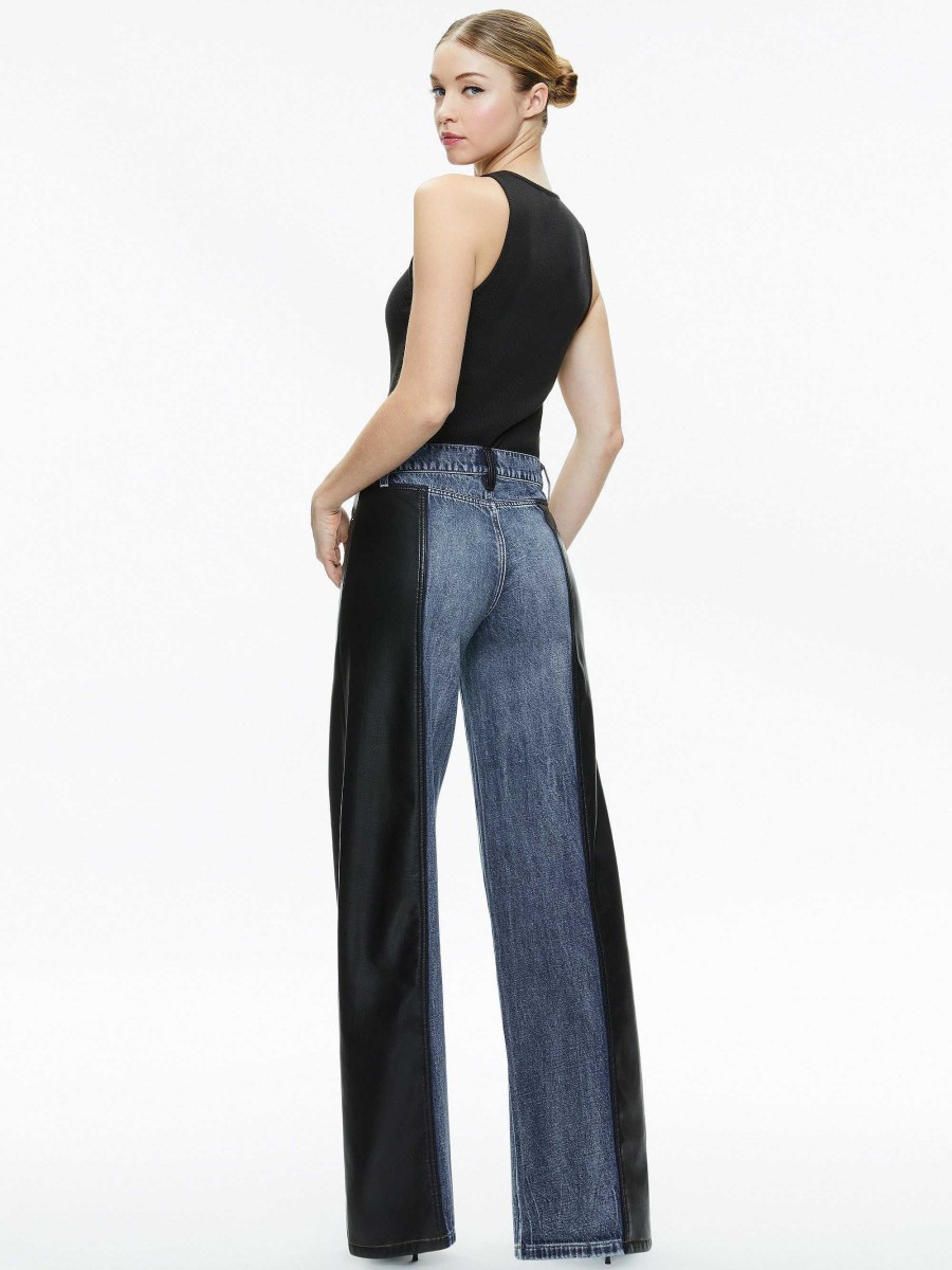 Alice and Olivia Trish Vegan Leather Baggy Jean | Pants