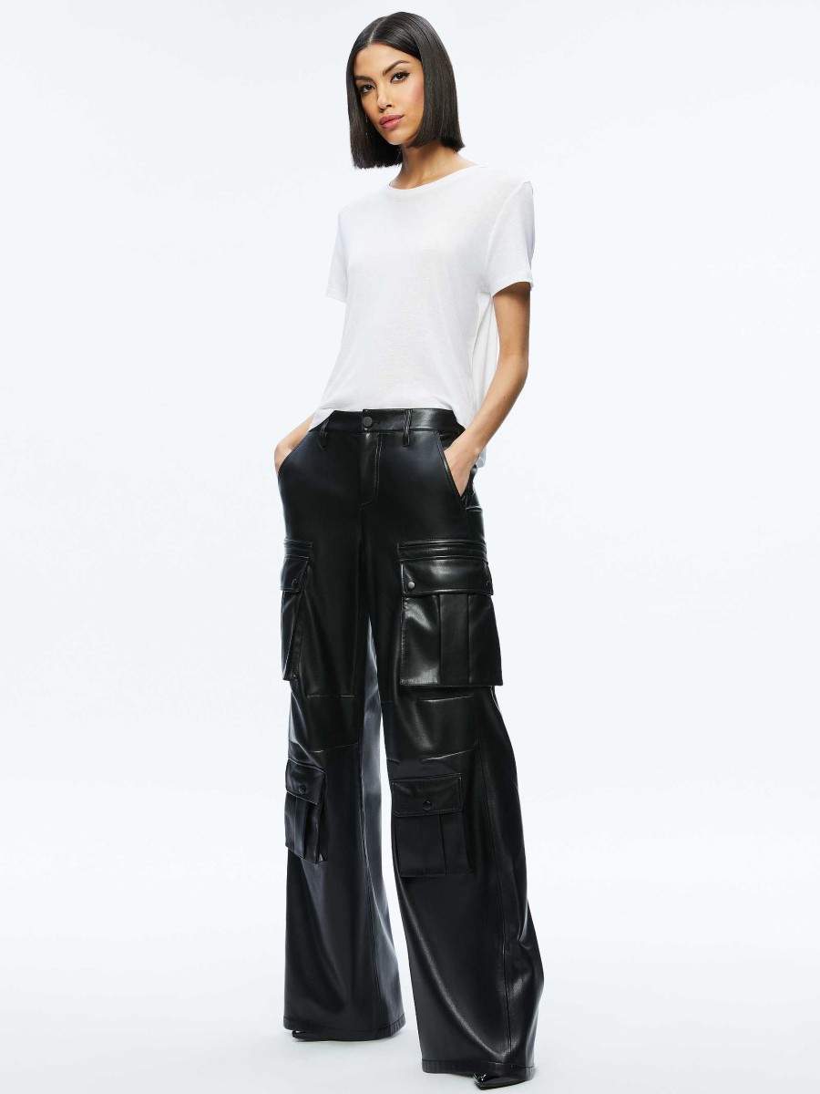 Alice and Olivia Joette Vegan Leather Cargo Pant | Pants