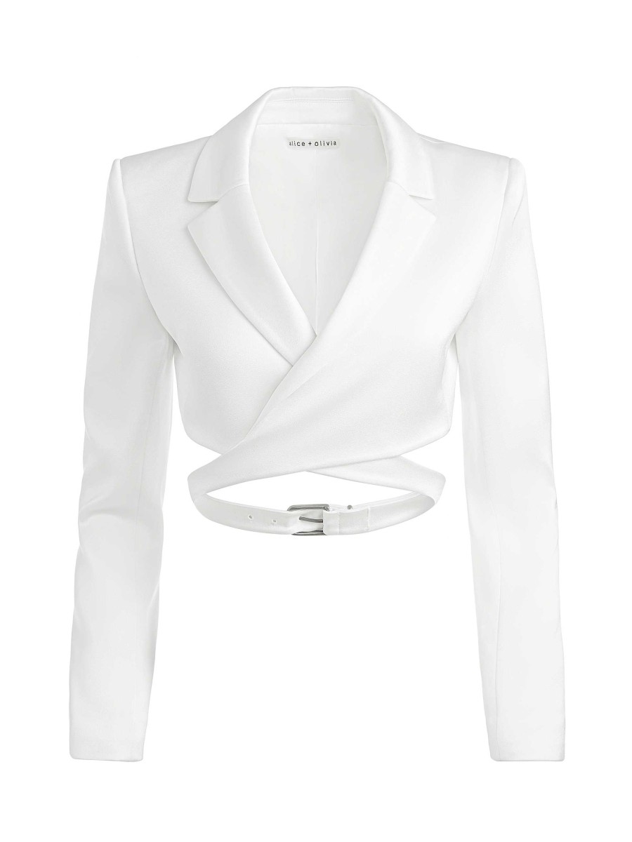 Alice and Olivia Leone Cropped Wrap Blazer | Tops