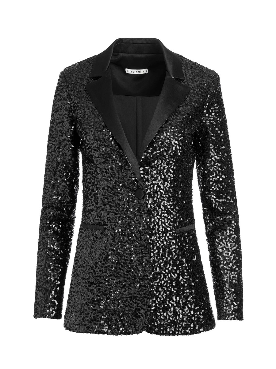 Alice and Olivia Breann Sequin Fitted Blazer | Jackets + Coats