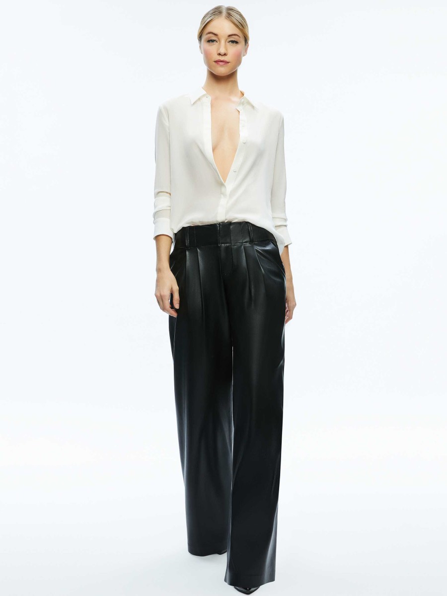 Alice and Olivia Anders Vegan Leather Low Rise Pant | Pants