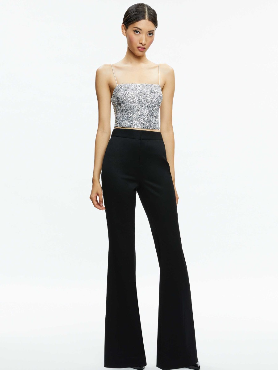 Alice and Olivia Ceresi Sequin Bandeau Crop Top | Tops