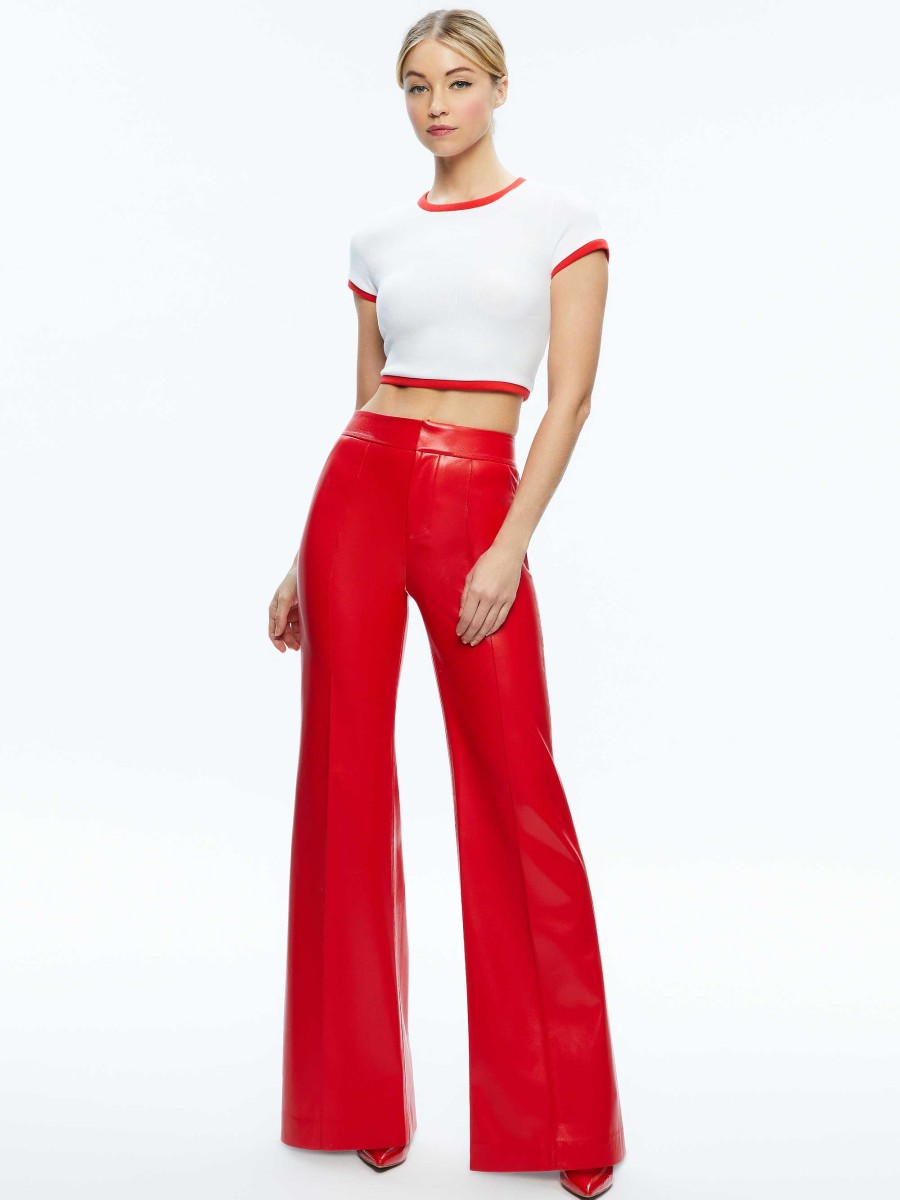 Alice and Olivia Dylan High Waisted Vegan Leather Wide Leg Pant | Pants