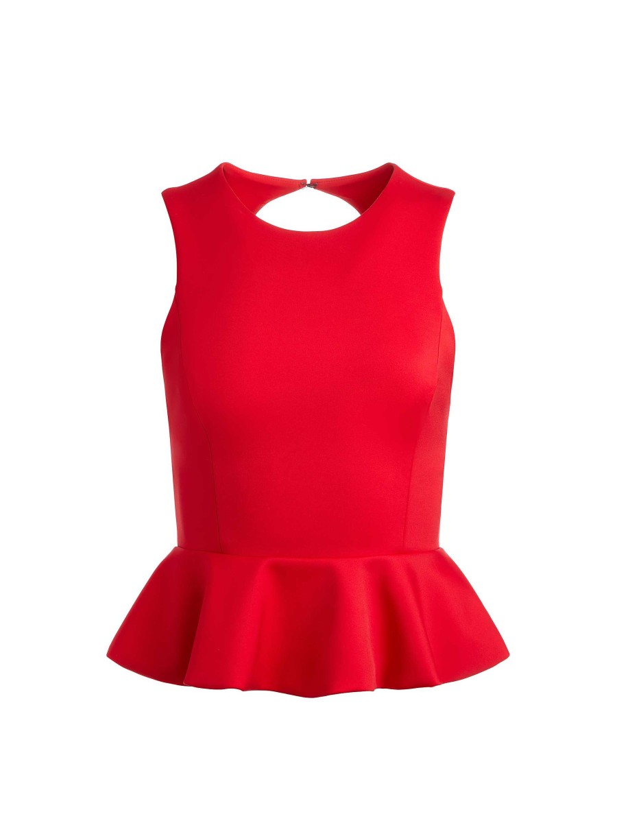 Alice and Olivia Poppy Crew Neck Peplum Top | Tops