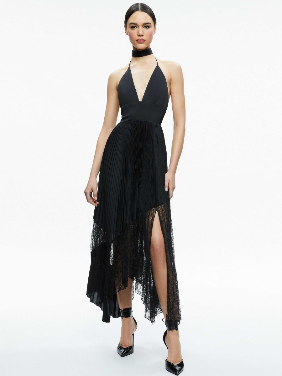 Alice and Olivia Hannah Deep V-Neck Scarf Maxi Dress | Dresses