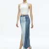 Alice and Olivia Rye Denim Two Tone Maxi Skirt | Skirts