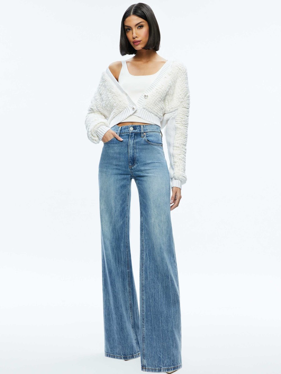 Alice and Olivia Casilda Faux Fur Cropped Cardigan | Sweaters