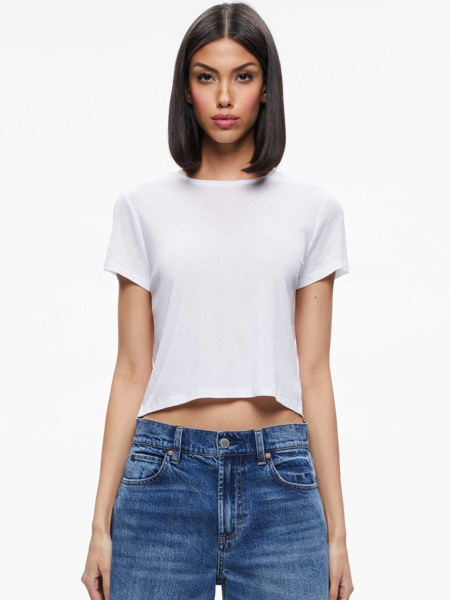 Alice and Olivia Cindy Classic Cropped Tee | Tops