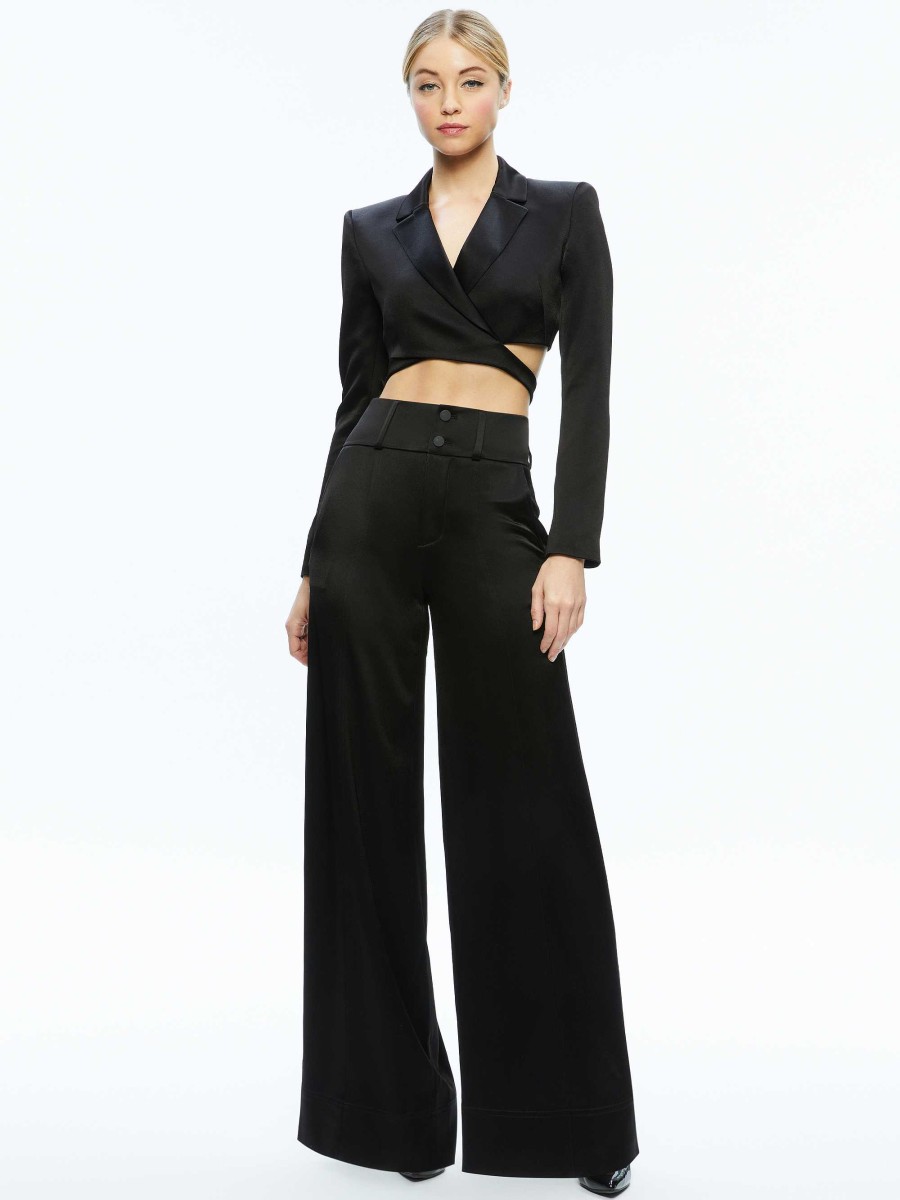 Alice and Olivia Leone Cropped Wrap Blazer | Tops