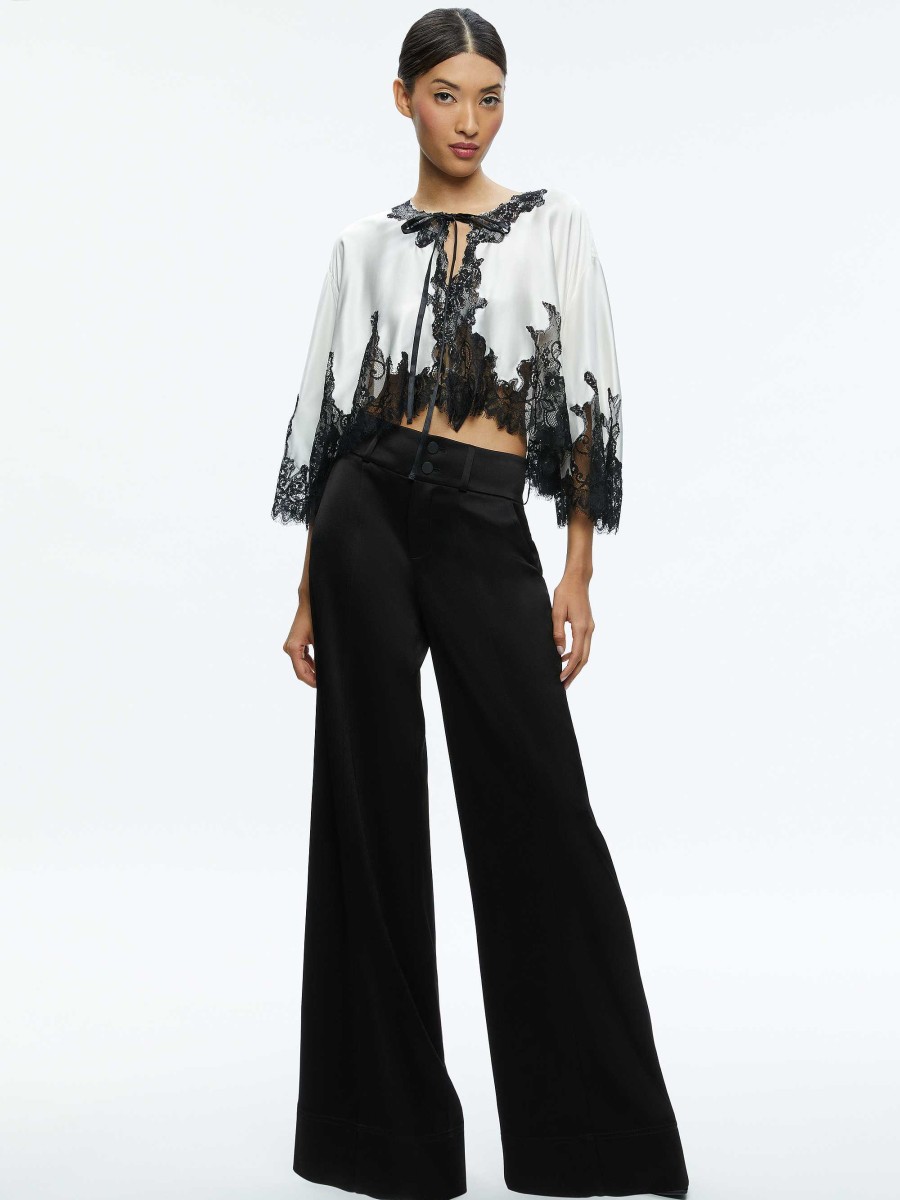 Alice and Olivia Loree Lace Tie Front Cropped Jacket | Tops