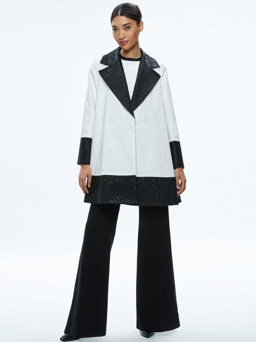 Alice and Olivia Paola Swing Coat With Border Detail | Jackets + Coats