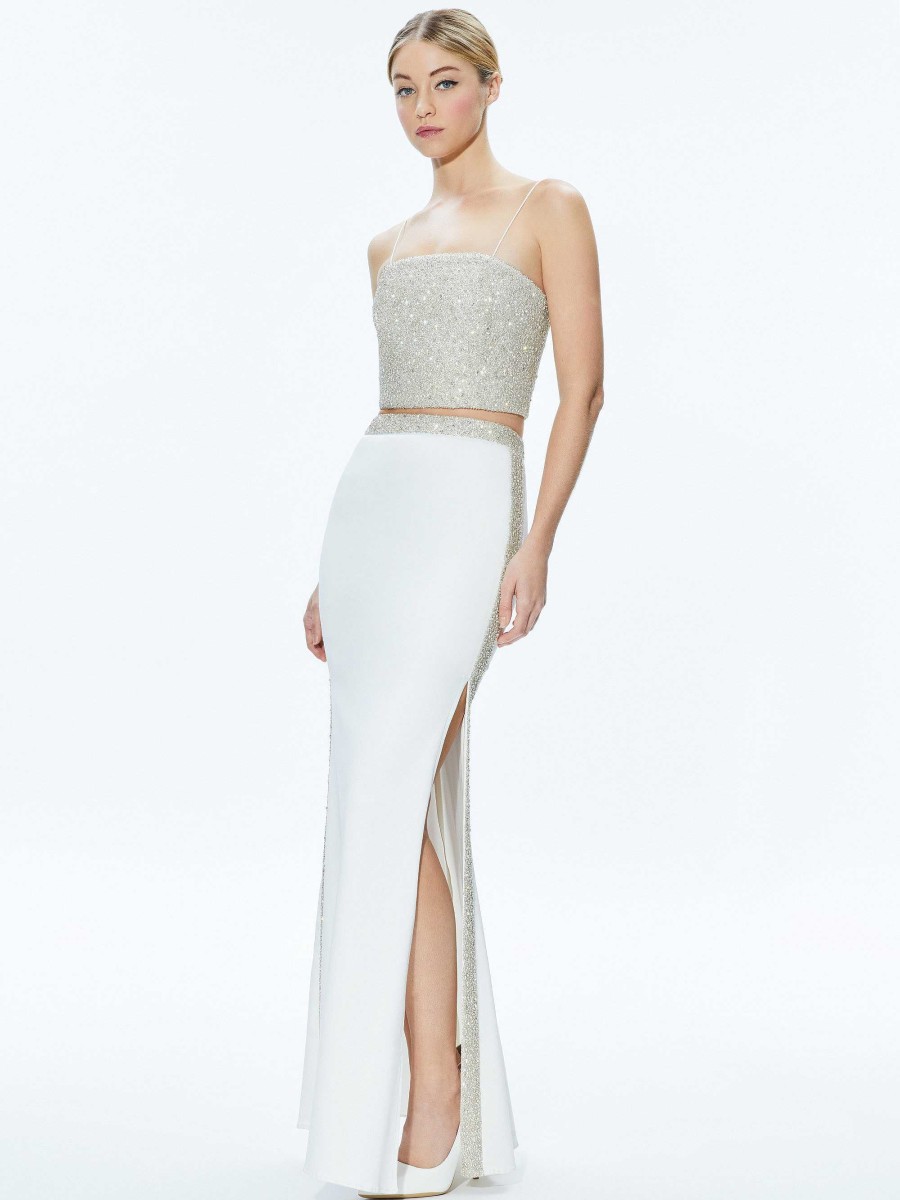 Alice and Olivia Ceresi Embellished Crop Top + Marilynn Embellished Maxi Skirt | Matching Sets