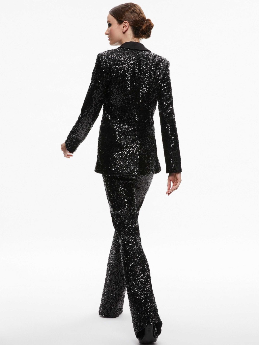 Alice and Olivia Breann Sequin Fitted Blazer + Lara Sequin Bootcut Pant | Matching Sets