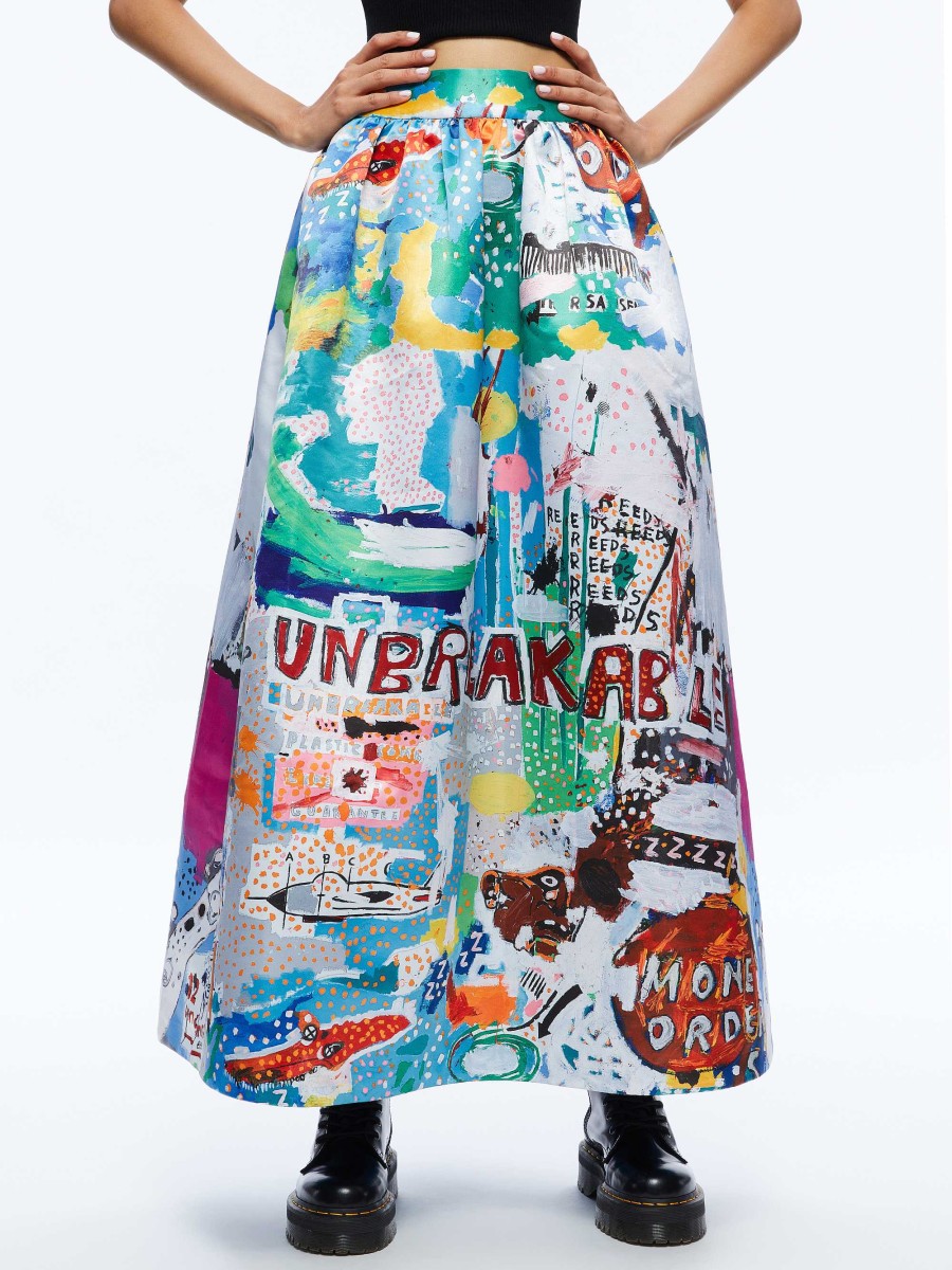 Alice and Olivia A+O X Basquiat Tina Tea Length Skirt | Skirts